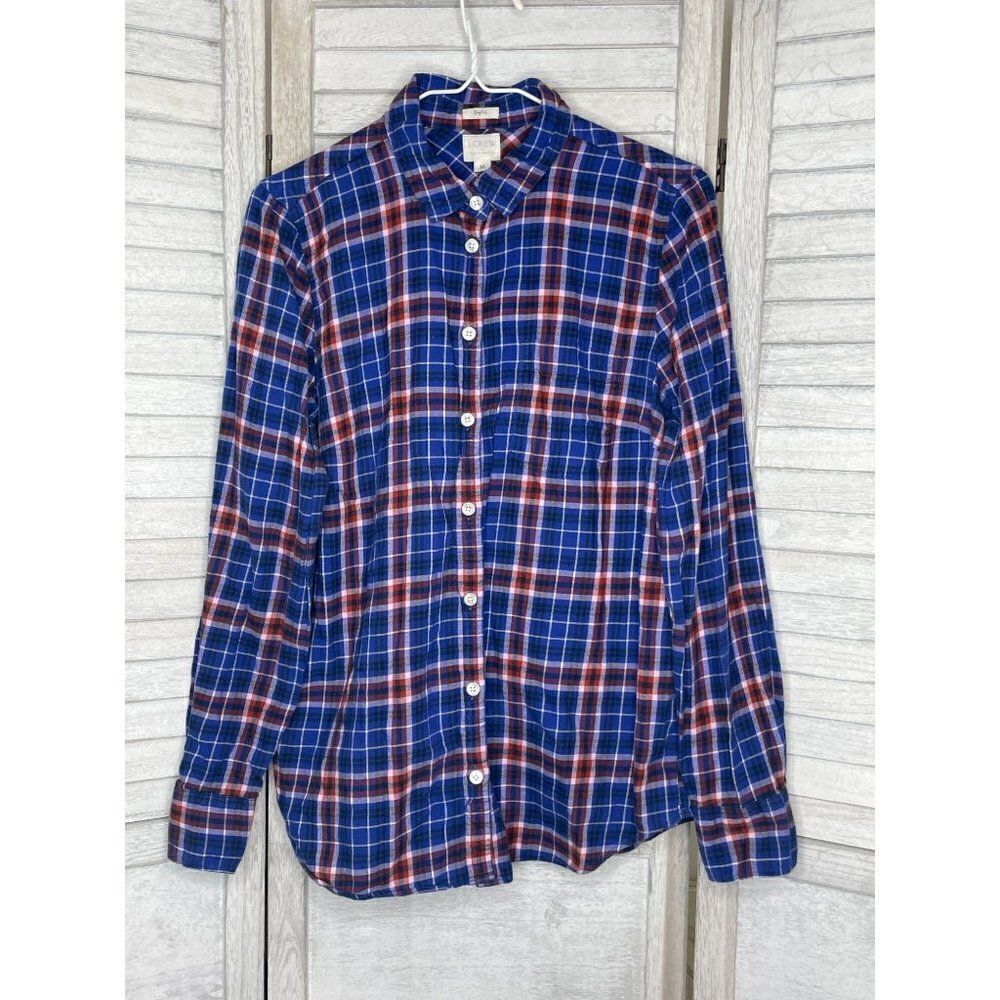J. Crew Boy Fit Blue Flannel Size Medium